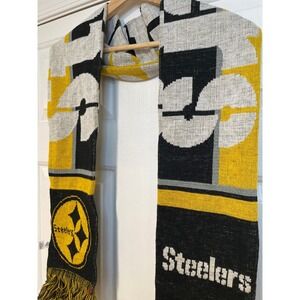 NFL Pittsburgh Steelers Black Yellow Knit Logo Fringe Scarf 6.5"x65"